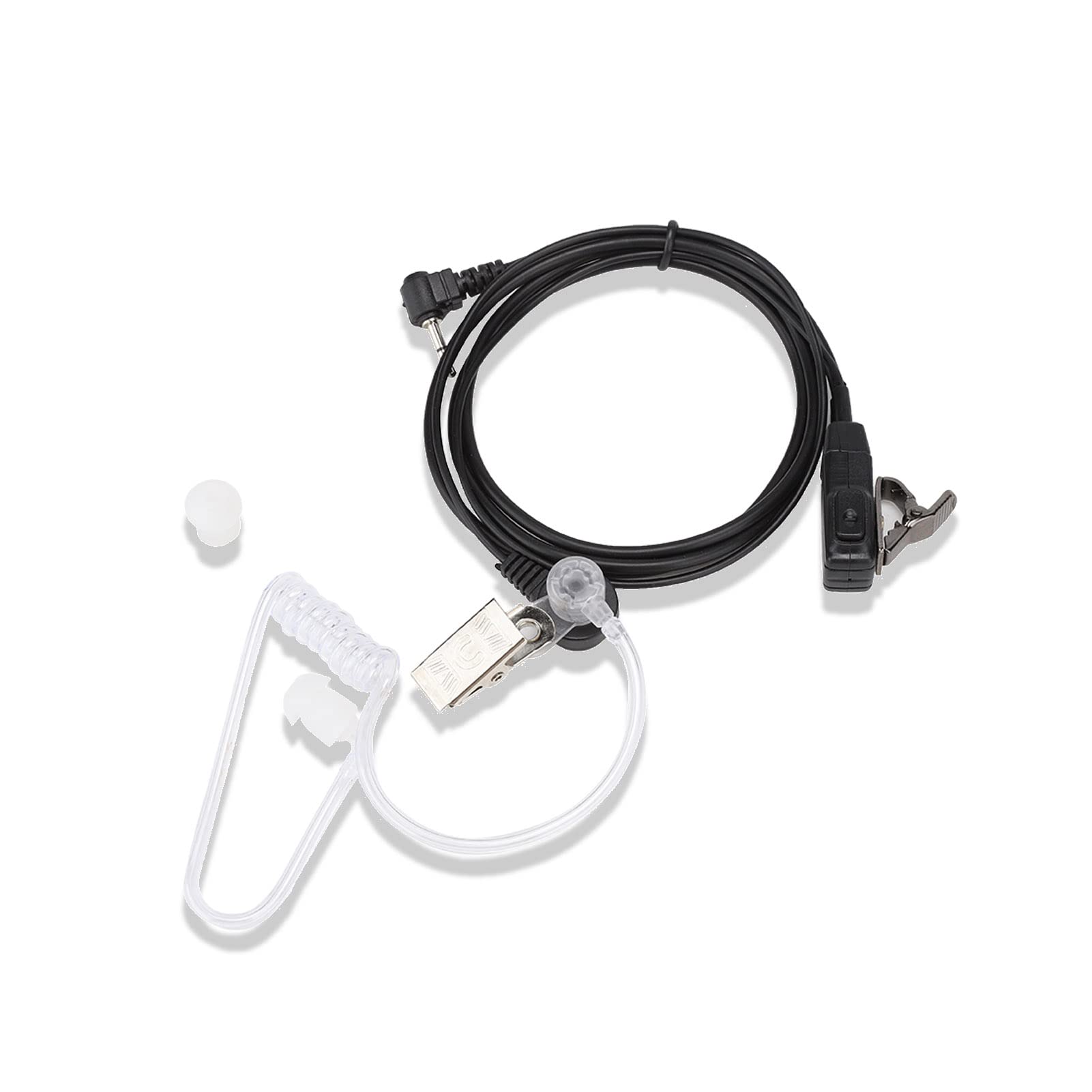 Zunate Radio Earpiece for 1 Pin Walkie Talkie with PTT Mic 2.5mm Clear Acoustic Tube Discreet Headset for Secure Communication