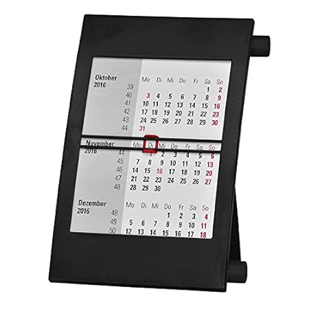 Truento 3-Monats-Tischkalender für 2 Jahre (2019 und 2020) - mit Drehmechanik - Aufstellkalender - schwarz/schwarz