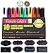 Fiona's Colors Wet Erase Non-Toxic Neon Liquid Chalk Markers (10 Colors, 6mm Tip) with 16 Large Fancy Removable Chalkboard Sticker Labels