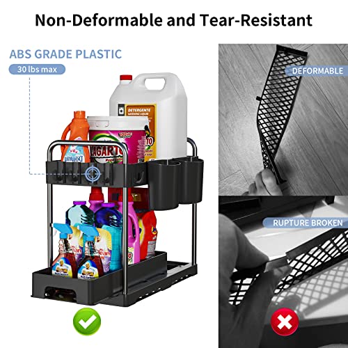 Under Sink Organizers and Storage,USFU Under Kitchen and Bathroom Sink Cabinet Organizers and Storage,Waterproof and Sturdy Standard Spray Cleaning Supplies Organizer Shelf,Sliding Drawer(1 Packs)