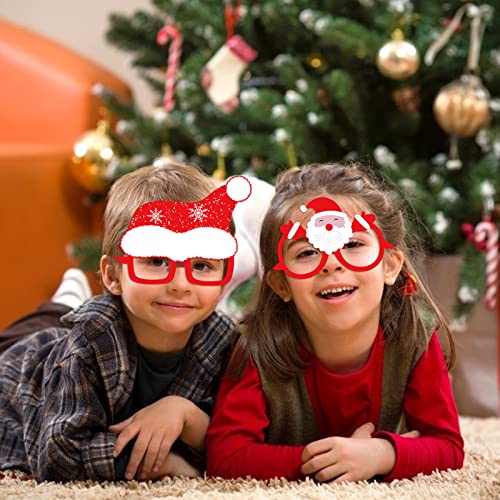 3 otters Christmas Paper Eyeglasses, 12PCS Xmas Paper Glasses Frames Funny Party Eyewear for Kids Adults Christmas Party Favors