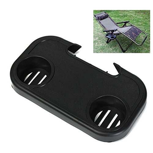 Portable Folding Camping Picnic Utility Tray Anshinto Outdoor Beach Garden Chair Side Tray for Drinks (BK)