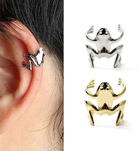 Arpoador 1X Unisex Frog Design Alloy Ear Cuff Clip Wrap Earings Fashion Jewellery(Silver)