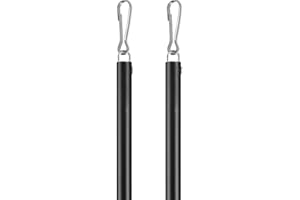 Greeily Curtain Pull Wand, 2 PCS Drapery Pull Rod for Curtains Adjustable 31“ to 46” Made of Steel Material Extra Long Sponge Handle Black (Black)