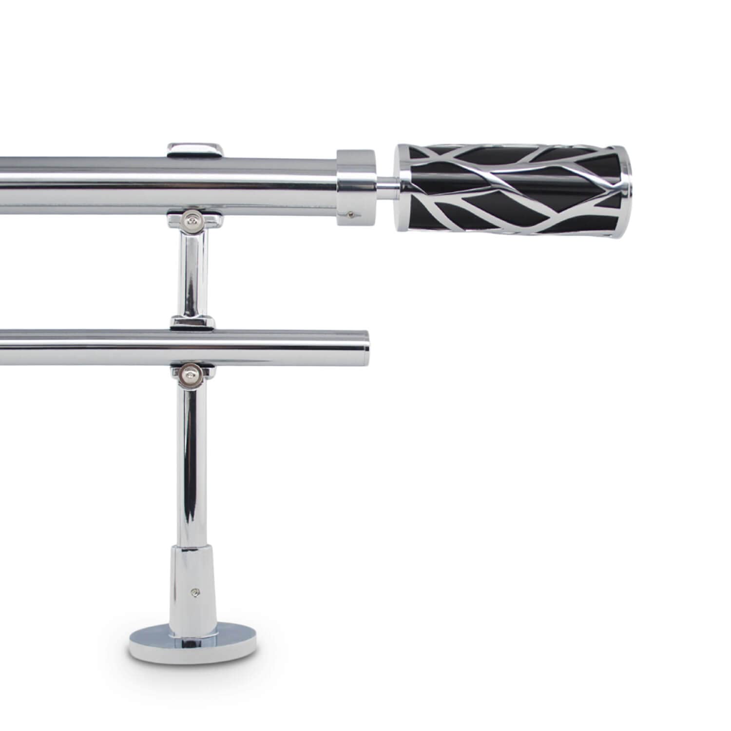 GCurtain Adjustable Double Curtain Pole, 66-120 Inch, 1.1 Inch Diameter, Wall Mount, Black Branch Finials