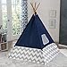 KidKraft Deluxe Bamboo & Canvas Play Teepee, Children's Furniture – Navy & Chevron Print