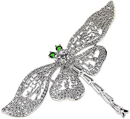 Insect Jewelry Opens Micro Pave CZ Filigree Wing Dragonfly Brooch Pin Silver Tone (Dragonfly-Style A)