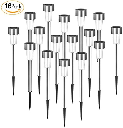 Wingogo LED Solar Pathway Lights [16 Pack], Stainless Steel Solar Powered Lights, Outdoor Landscape Lighting for Driveway,Yard, Lawn,Garden, Walkway