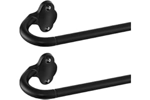 TVWOO 2 Pack Wrap Around Curtain Rods,Black Curtain Rods 28 to 48 Inch,5/8 Inch Adjustable Blackout Curtain Rod Set,Room Darkening Window Rod,Metal Thicken Hidden Curved Drapery Rod 28-48",Matte Black