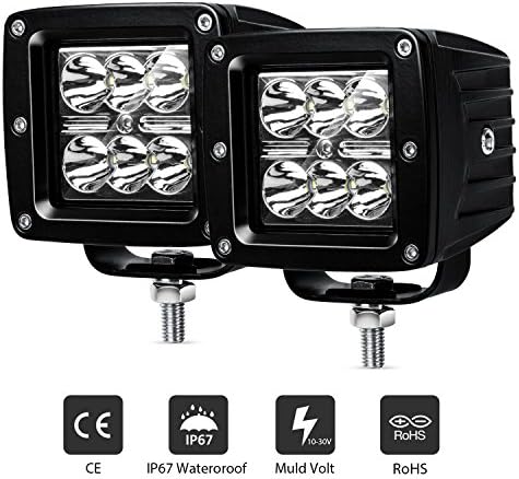 GoodRun LED Light Bar 4'' 18W Cree Led Spot Flood Light 2 PCS Off-road Driving Fog Lamps for Jeep Truck SUV ATV UTV IP 67 Waterproof 2 Years Warranty (LLB-401)