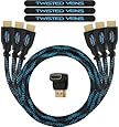 Twisted Veins 6ft High Speed HDMI 3 Pack (includes Three 6' cables, Right Angle Adapter, Velcro Ties) - Latest Version: Supports Ethernet, 3D, and Audio Return