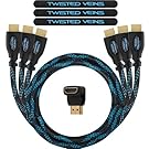 Twisted Veins HDMI Cable, 3 ft, 3-Pack, Premium HDMI Cord Type High Speed with Ethernet, Supports HDMI 2.0b 4K 60hz