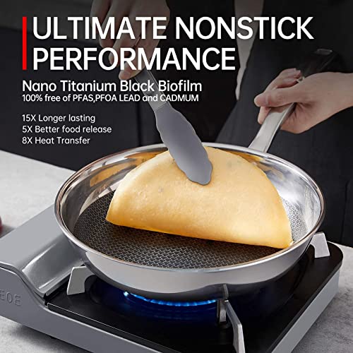 EOE Stainless Steel Wok Pan, 5Ply Bonded Woks, Woks and Stir