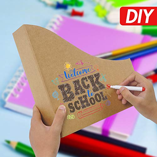 POPLAY 7 PCS Kraft Magazine File Holder, Desk Storage Organizer Magazine Storage with Blank Label Stickers for Office Home