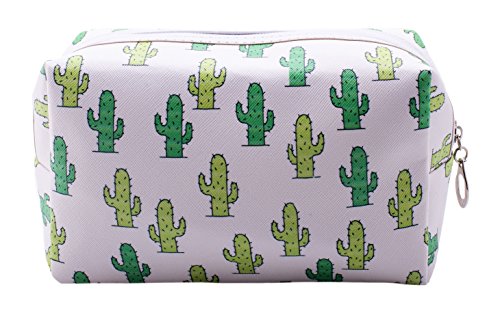 Cosmetic bag - cactus - white with green