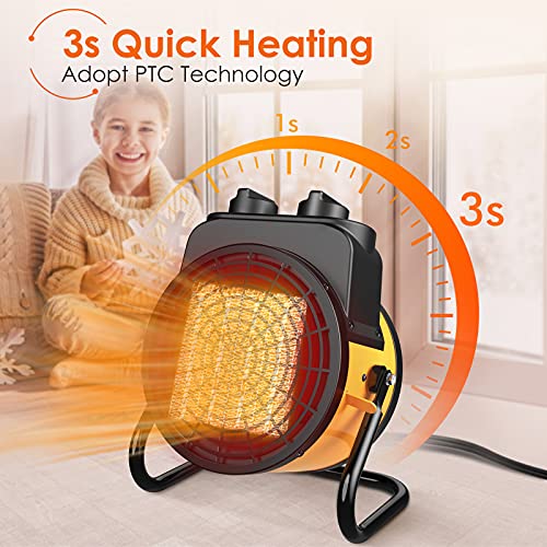 Space Heater, Space Heaters for Indoor Use, 1500W Electric Heater with 3 Modes, 3S Quick Heat, Thermostat with Overheat Protection, Space Heaters for Indoor Use Large Room, Heater for Garage, Bedroom