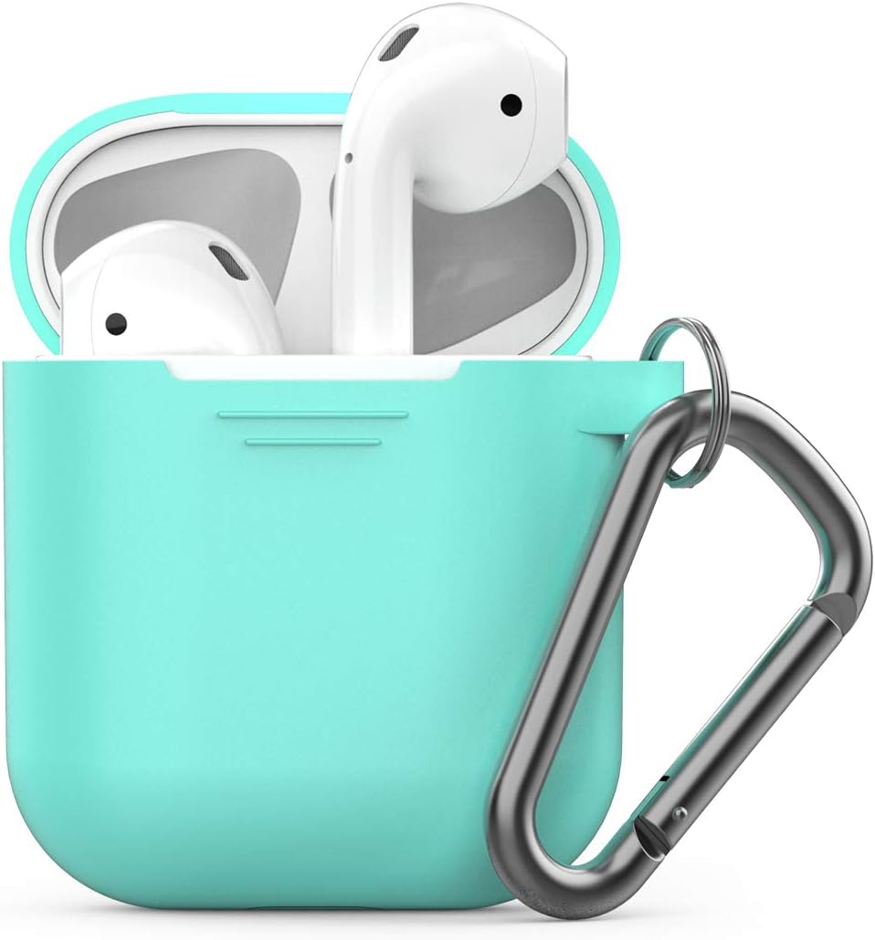 PodSkinz Keychain AirPods Case with Carabiner Compatible with Apple AirPods 1 & AirPods 2 [Front LED Not Visible] (Diamond Blue)