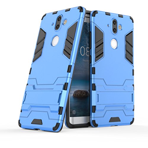 Zhusha Phone case, Nokia 8 Sirocco Case, Dual Layer Armor Defender Shockproof Protective Hard Case With Stand for Nokia 8 Sirocco (Color : Blue)
