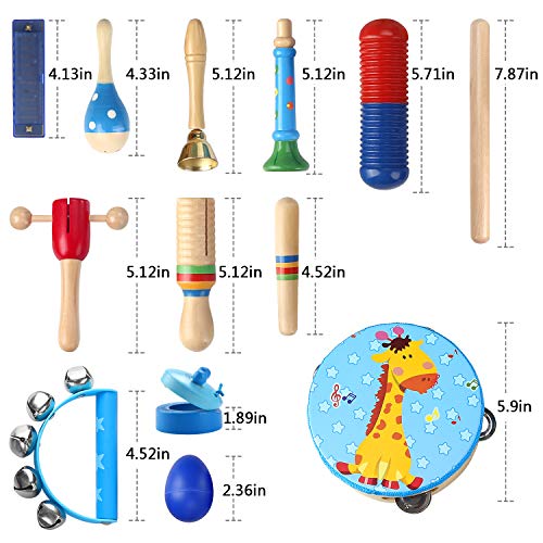 Lujex Kids Wooden Percussion Instrumental Musical Instrument Toy Set with Backpack Bag - Thumbnail 6
