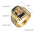 VNOX Stainless Steel Green Rhinestone 1973 Walton Tigers Signet Ring for Men,18K Gold Plated Size 7