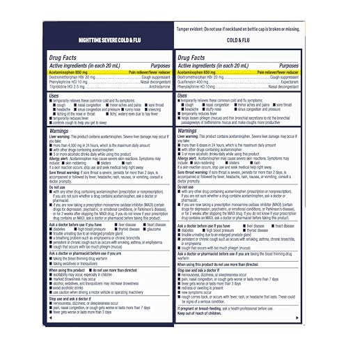 Mucinex Fast-Max Cold and Flu & Nightshift Medicine for Adults, Over-The-Counter Medication Combo Pack for Sore Throat Relief, Decongestant, Cough & Cold Medicine (2 x 6 Fl Oz)