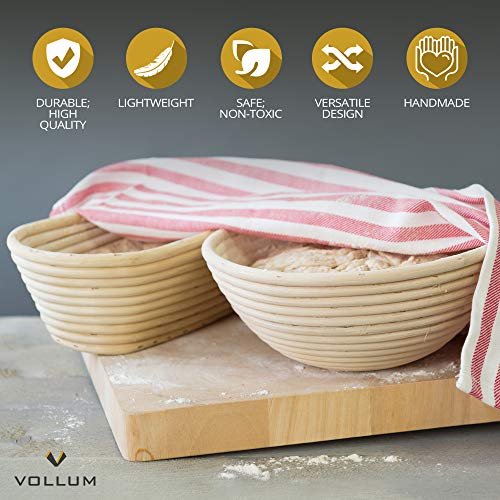 Vollum Bread Proofing Basket Banneton Baking Supplies for Beginners & Professional Bakers, Handwoven Rattan Cane Bread Maker for Artisan Breads, 12.25 x 6 x 3.5 Inch, 2-Pound Rectangular Brotform - Thumbnail 3