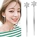 A&C Fashion Korean Version Chic Rhinestone Star and Tassel Ear Line for Women. Unique Handmade Earrings Jewelry for Girl. (Silver Color)