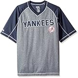 MLB New York Yankees Men's Fine Gauge Mesh V-Neck Raglan Shirt