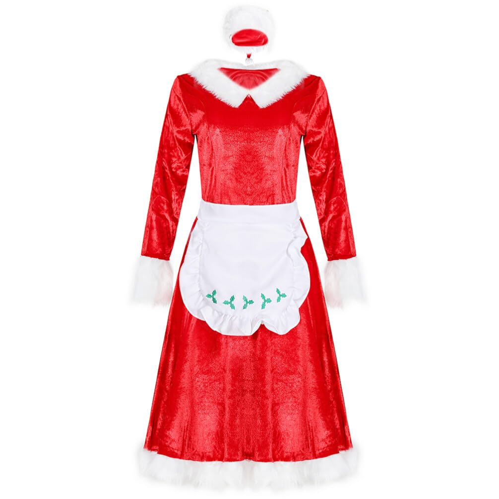 SOIMISS 1 Set Christmas Cape Santa Cloak Long Sleeve Midi Dress for Women Miss Santa Red Short Cloak Shawl Mrs Claus Xmas Cosplay Costume Outfit Accessory (XL, Red)