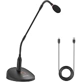 BOYA BY-GM18CU Gooseneck Condenser Microphone with Base for Online Meetings | USB Podium Microphones for Computer with One-Touch Mute, Real Time Monitoring for Conferences Streaming Lecture Recording
