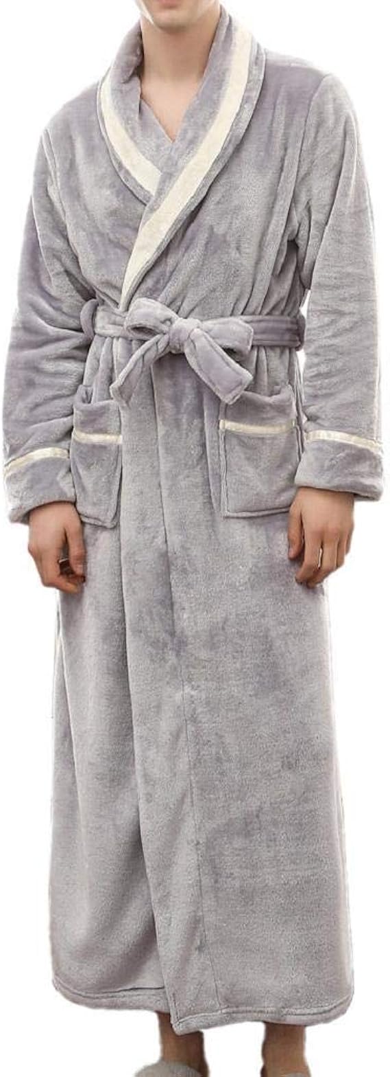 Amazon バスローブ パジャマ 男女兼用 Kukoyo 部屋着 ルームウェア ロング丈 厚手 腰ベルト付き 長袖 ポケット付き 前開き ガウン 寝間着 ナイトガウン メンズ レディース カップル もこもこ ふわふわ あったか 防寒 保温 吸水 速乾 サウナ スパ ホテル パジャマ