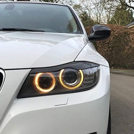 Amazon 車のヘッドライトまつげ 車のライト眉毛アクセサリーステッカーカーボンファイバー素材のヘッドライトまつげステッカー変更 アイラインフィルム 車 バイク