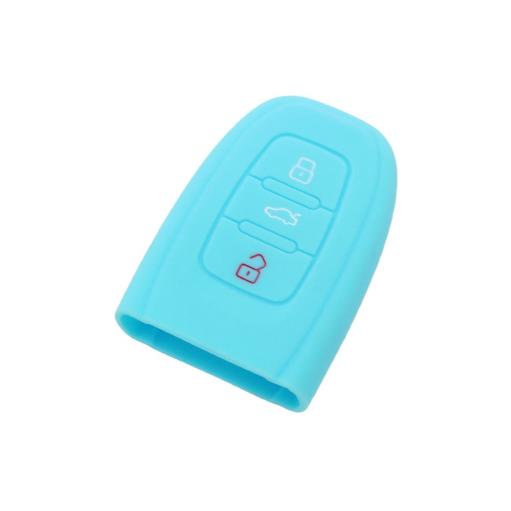 BROVACS Silicone Cover Protector Case Holder Skin Jacket Compatible with AUDI 3 Button Smart Remote Key Fob CV9821 Light Blue