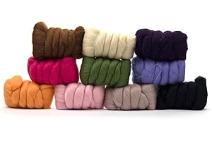 Revolution Fibers | Mystery Mixed Merino Wool Variety Pack | Perfect Wool Roving for Spinning, Rolags, Needle Felting, Wet Felting, Tapestry, Weaving and Crafting (Multicolored -Surprise Yourself)
