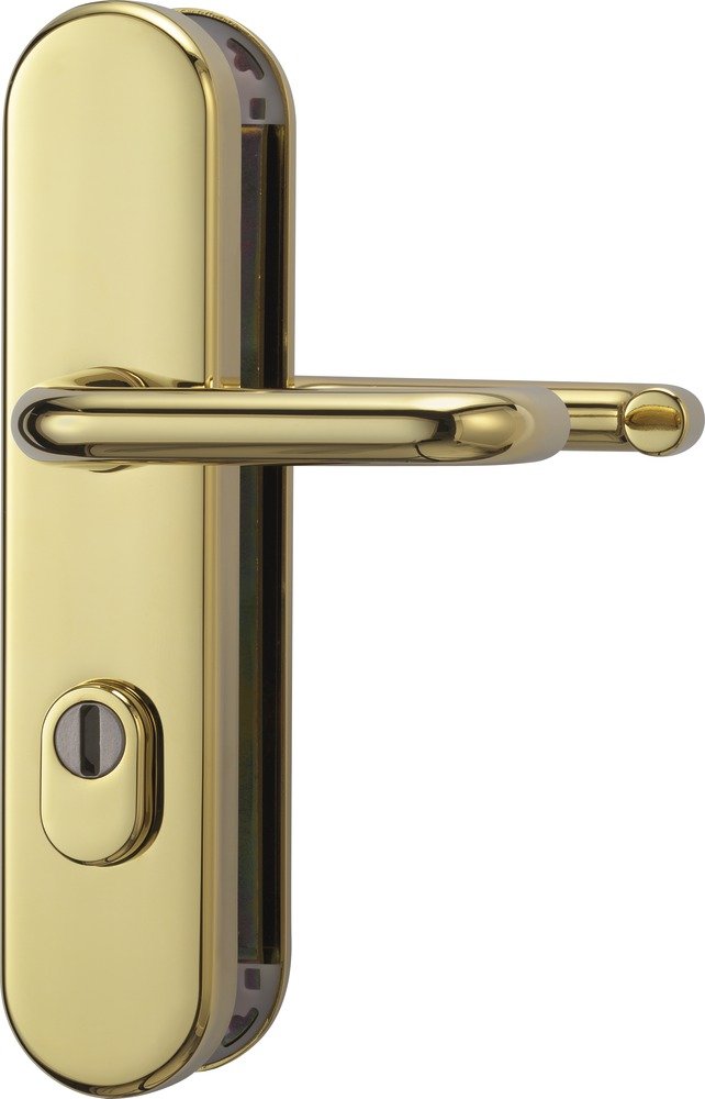 ABUS KLZS714 MS EK 12247 Handle and Handle Door Fitting with Cylinder Protection Round Brass