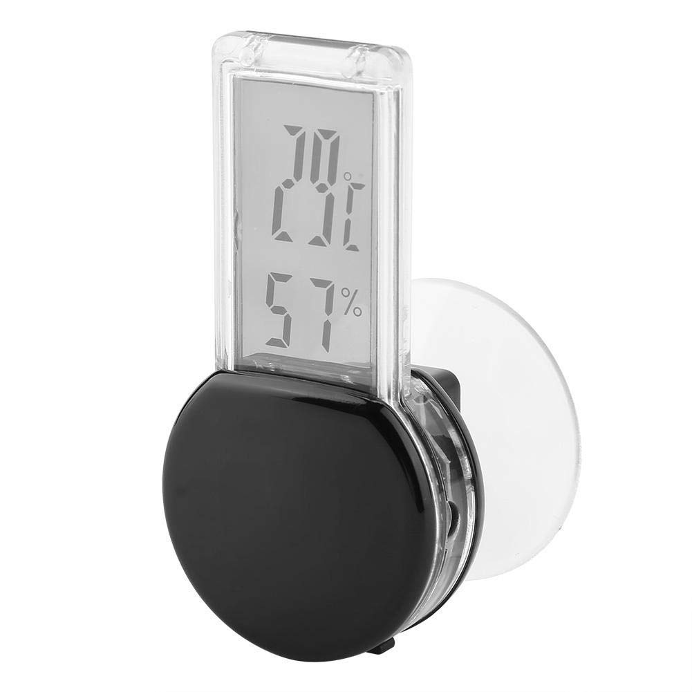 Reptile Electronic Hygrometer Thermometer Waterproof Real-time Lizard Crawler Box Rainforest Tanks Humidity Temperature Monitor with Built-in Sensor(Black)