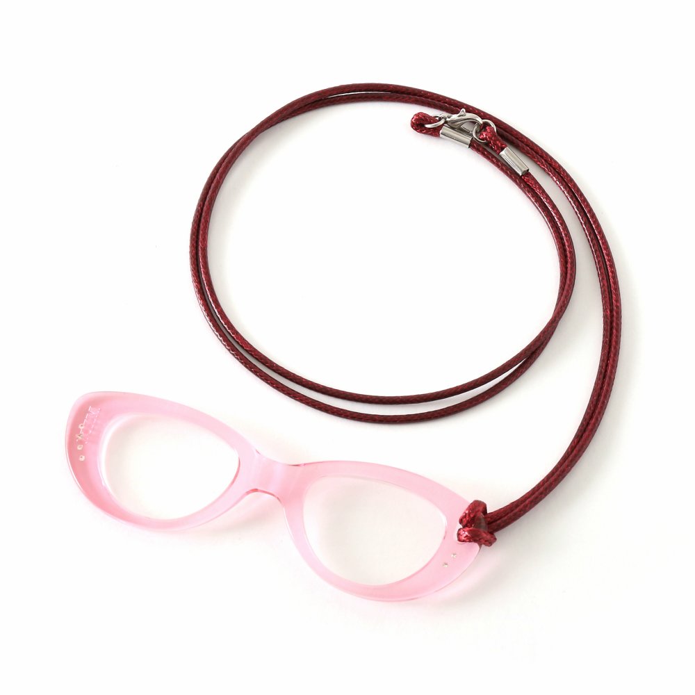 MIDI Clear Pink (pg002c3) Fine Acetate Lorgnette Loupe with Cord for Women – Magnifying and Reading Glasses [All in one](B7-B1RX-RP9J)