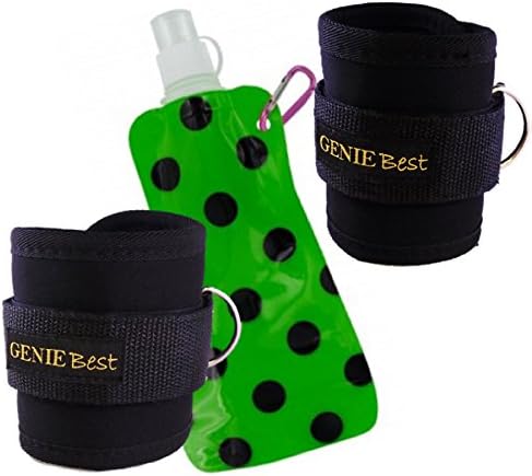 Genie Best Fitness Ankle Straps Comfortable Neoprene With Wide Velcro Wrap To Maximize Gym Cable Machine Workouts Free Foldable Water Bottle Special Offer