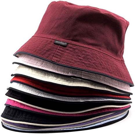 Men Women Unisex Cotton Bucket Hat Double Side Fishing Boonie Bush Cap Visor Sun Rose red One Size