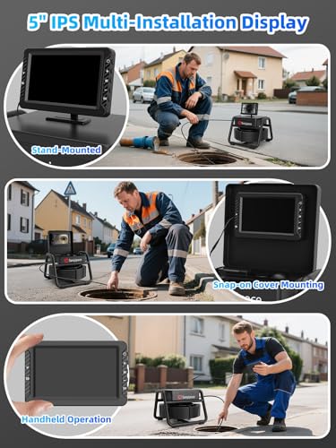Caméra d'inspection de Drainage, Camera Canalisation 30m avec Enregistrement Vidéo et Audio, Camera HD pour Egout avec Sonde 18mm et Batterie 2100mAh, Endoscope Canalisation avec Carte TF 16 Go