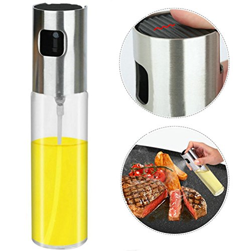 Olive Oil Sprayer, Food-grade Glass Oil Spray Bottle Oil Misters Vinegar Bottle Oil Dispenser for Cooking, BBQ, Salad, Kitchen Baking, Roasting, Frying, 3.42 oz