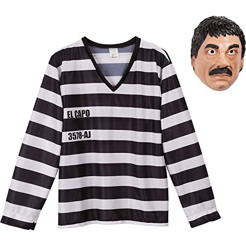 image for Ghoulish El Chapo Costume, mens, Black and white, One Size