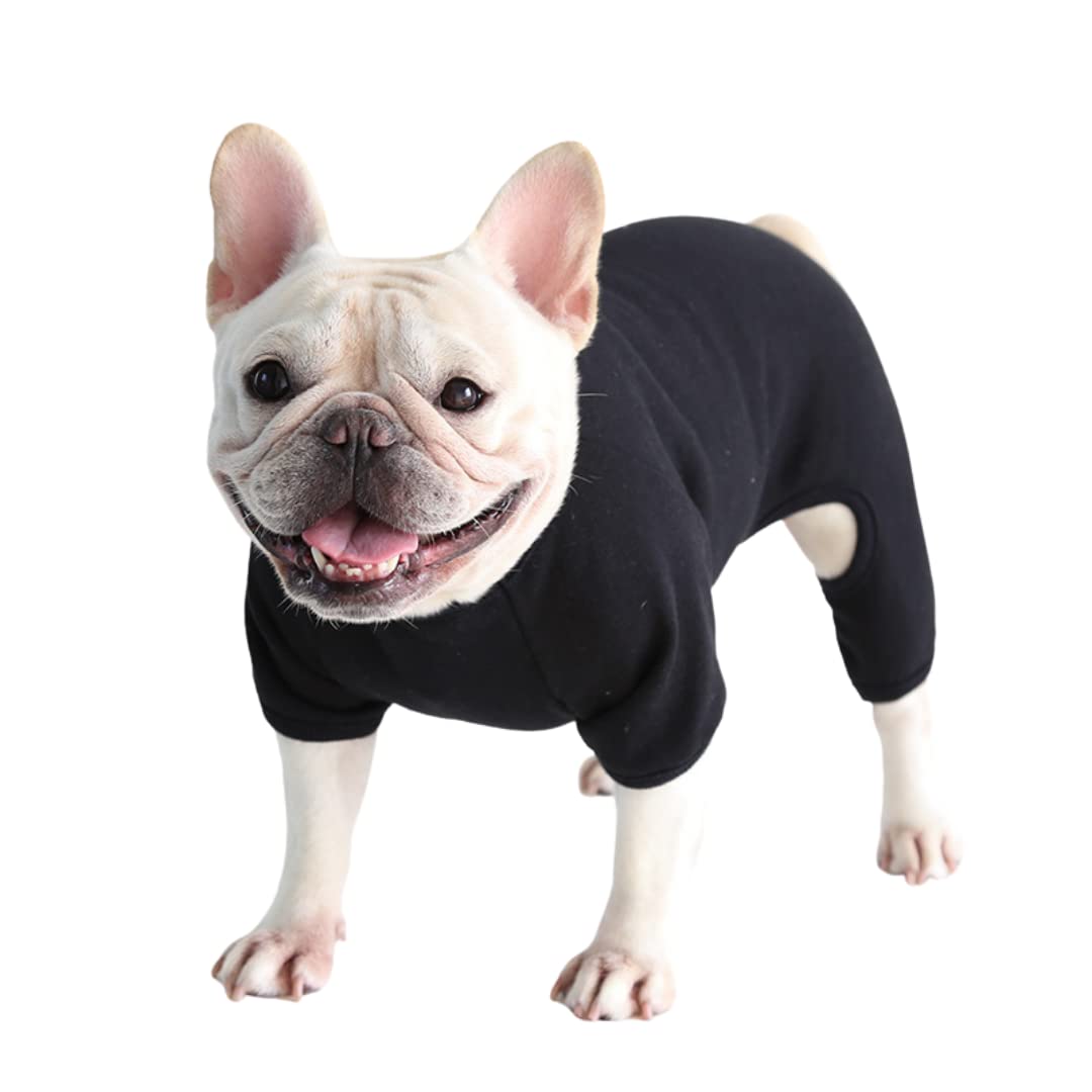 BT Bear Dog Clothes, Dog Pajamas Soft Four-Legged Jumpsuit French Bulldog Clothes Dog Onesies for Puppy Small Medium Dogs (Black, XX-Large)