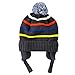 Connectyle Girls Boys Kids Warm Knit Winter Hats Pom Pom Striped Cuff Beanie Hat with Earflap, L:19.5 