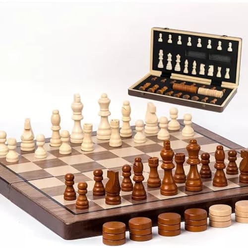 YUHOHO Juego De Ajedrez Y Damas Magnético 39x39cm,Tablero Plegable,Interesantes Juegos de Estrategia Que mejoran el Pensamiento lógico y Las Habilidades de Pensamiento Independiente