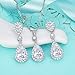 EleQueen 925 Sterling Silver Full Cubic Zirconia Teardrop Bridal Pendant Necklace Dangle Earrings Set Black