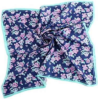 Women's Neckerchief Square Scarf Headscarf 100% Polyester Silk Feeling Floral Hijabs Women's Scarves Pashmina Bandanas Hair Scarf For Women (green)