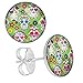 LilMents Sugar Skulls Mexican Calaveras - Green - Mens Womens Stainless Steel Stud Earrings
