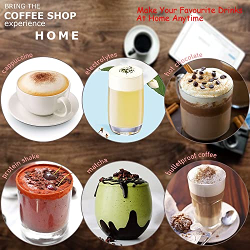 BASANIE Milk frother for coffee, lattes ,Whisk drink mixer, Mini foamer for Cappuccino, Frappe, Matcha, Hot Chocolate. Battery operated stainless foam maker handheld eletric frothers
