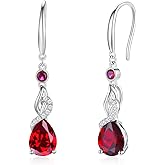 FANCIME Teardrop Dangle Drop Earrings 925 Sterling Silver Pear Gemstone Birthstone Earring Fine Jewelry Birthday Gifts for Women
